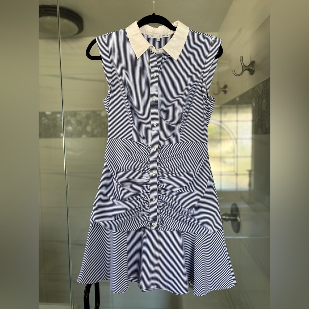 Striped Blue and White Sleeveless Dress